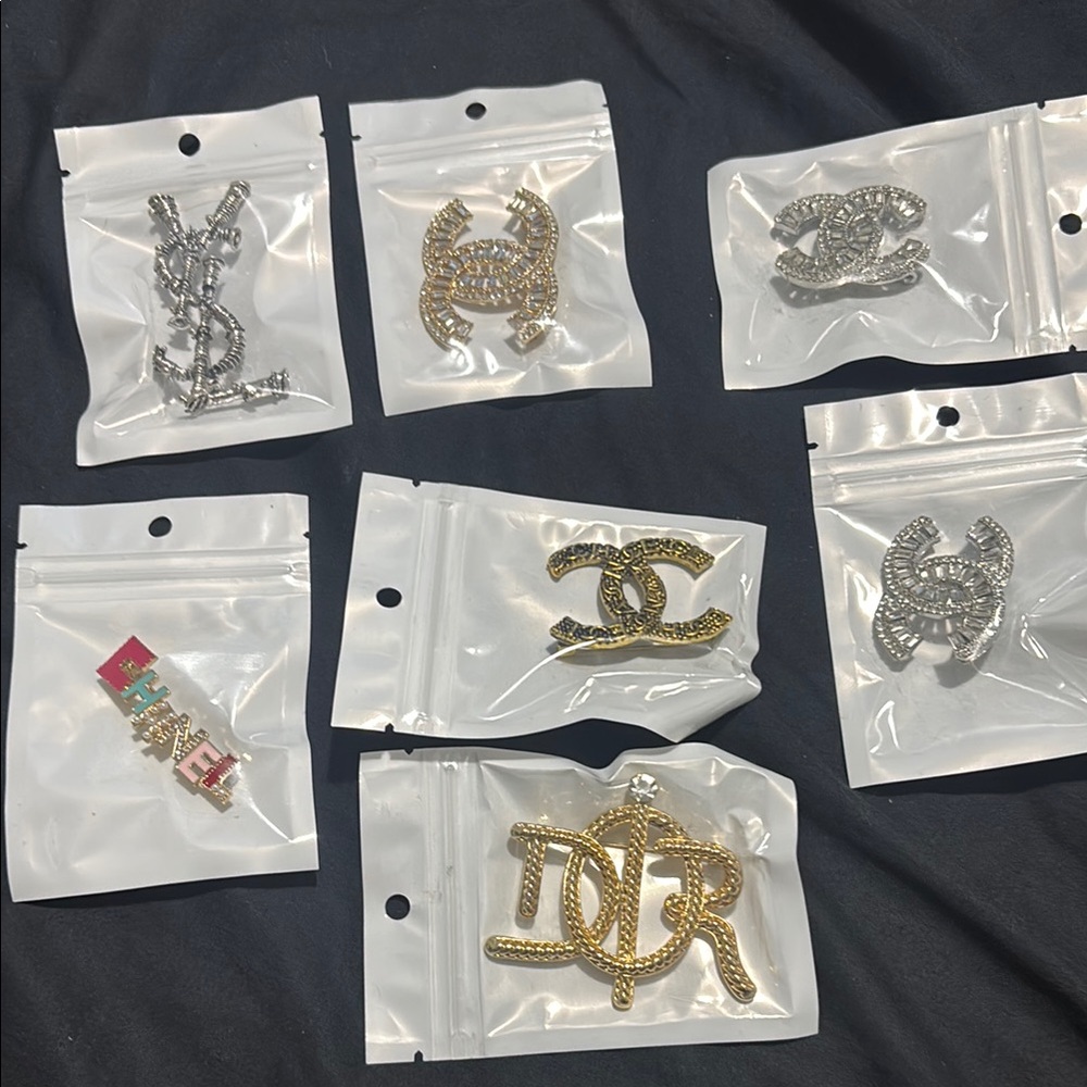 Gold and Silver Designer Brooch Set